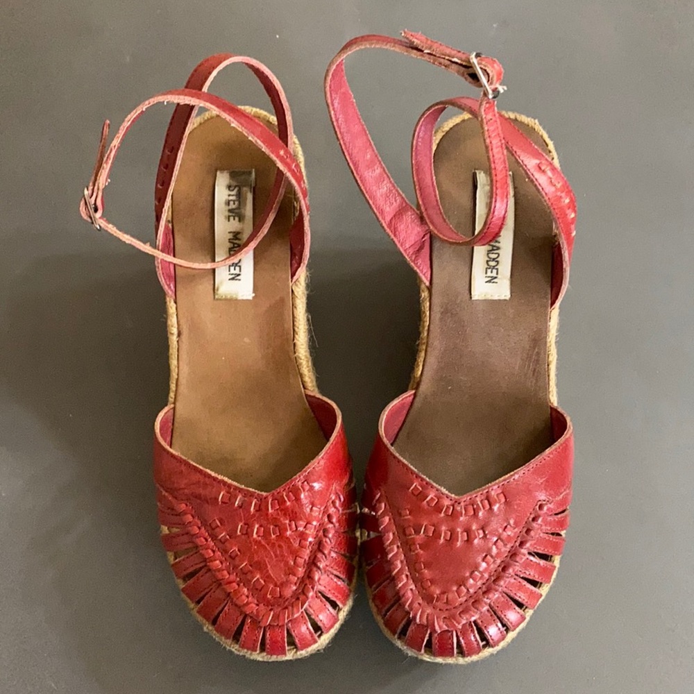 Steve Madden Red Leather Espadrilles
